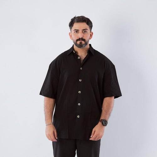 قميص بكم قصير لنن طبيعي