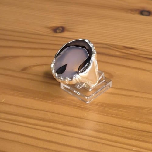 خاتم عقيق يماني لوحه فنيه طبيعي صياغه مميزة