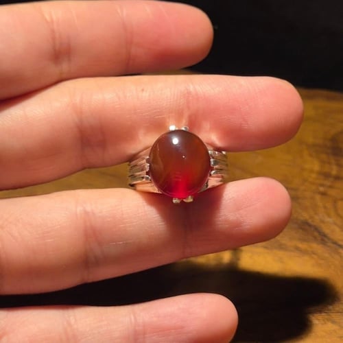 خاتم عقيق يماني فاخر صياغه ملكيه يدوية