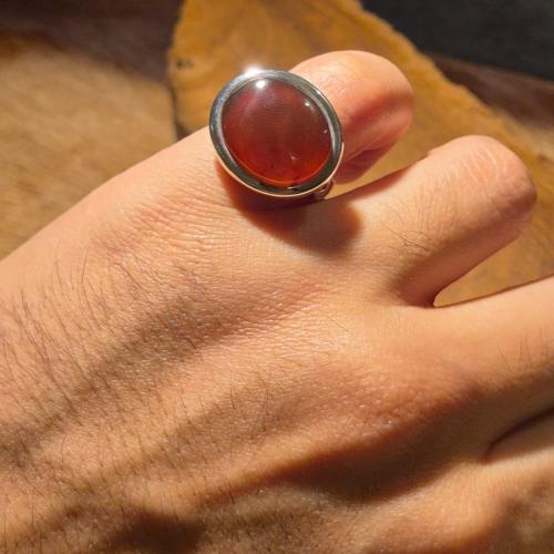 خاتم عقيق يماني ملكي فاخر مميز يدوية