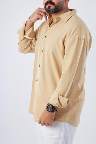 قميص بكم طويل لنن طبيعي