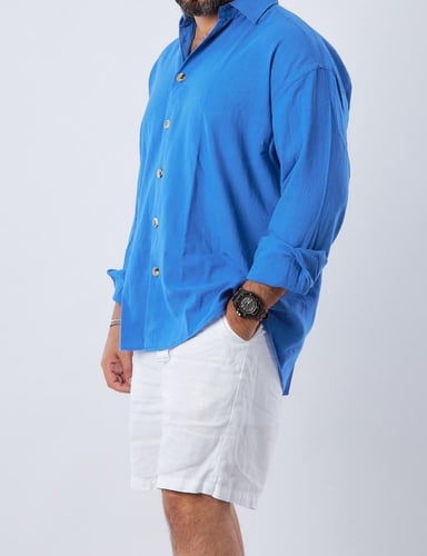 قميص بكم طويل لنن طبيعي