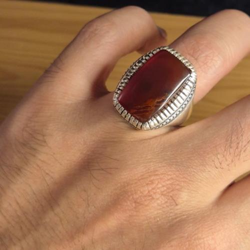 خاتم عقيق يماني مزعفر صياغه غلام