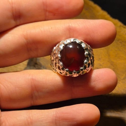 خاتم عقيق يماني فاخر صياغه حماده vip