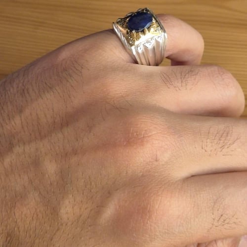 خاتم بحجر الزفير الافريقي مطعم 4 حبات الماس