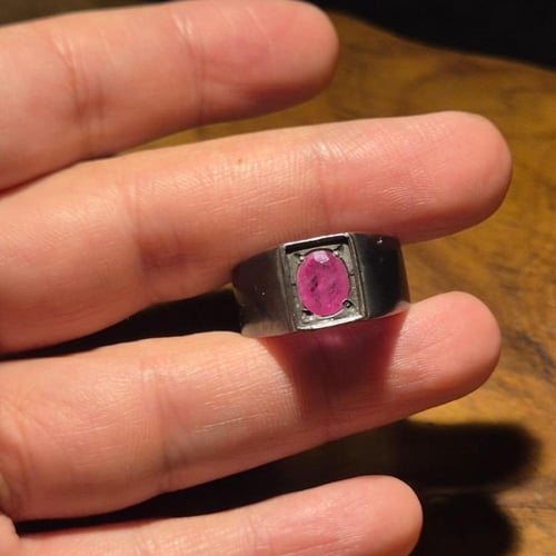 خاتم ملكي ياقوت افريقي مطليه روديوم