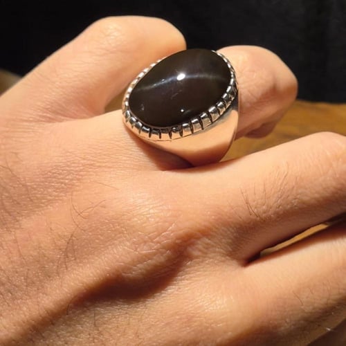 خاتم عقيق يماني جزاع على صياغه يدوية الفاخرة