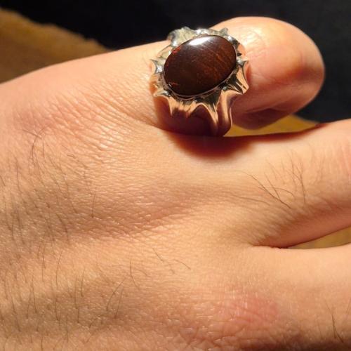 خاتم عقيق يماني كرزي على صياغة الفاخرة