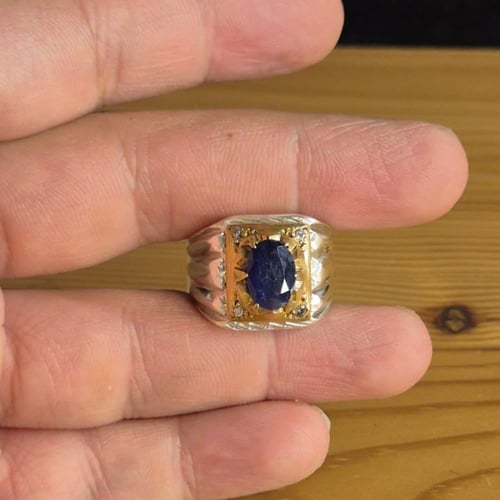 خاتم بحجر الزفير الافريقي مطعم 4 حبات الماس