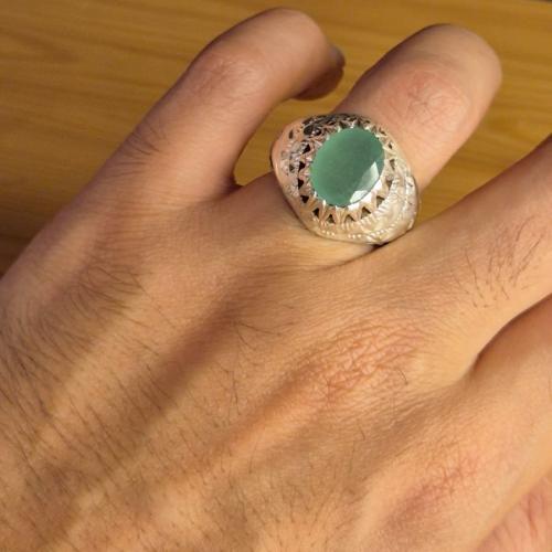 خاتم زمرد صياغه ثقيلة