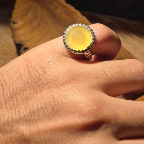 خاتم يماني ملكي فاخر مترش قص دائري صياغه يدوية