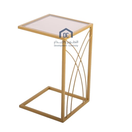 طقم طاولة تقديم مع 4 طاولات خدمة لون >هبي مع ديكور...