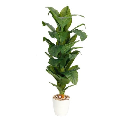 شجرة صناعي بمركن لون أبيض ارتفاع 150 سم