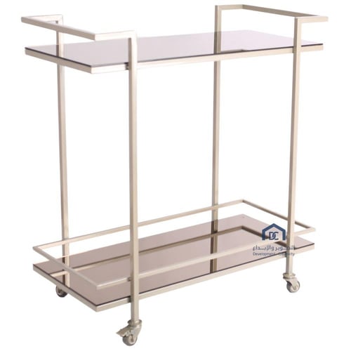 عربية تقديم لون شمباني فاخرة سطح زجاج بني مراية