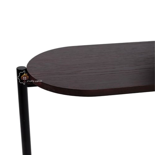 طاولة خدمة دورين قواعد حديد لون أسود وسطح خشب شكل...