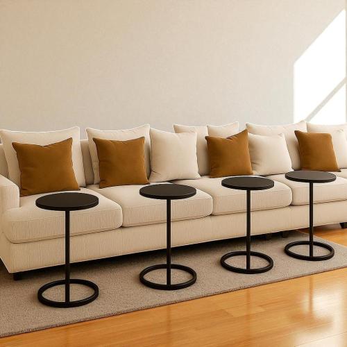 طقم طاولة خدمة 4 قطعه معدن كامل لون اسود