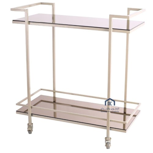 عربية تقديم لون شمباني فاخرة سطح زجاج بني مراية