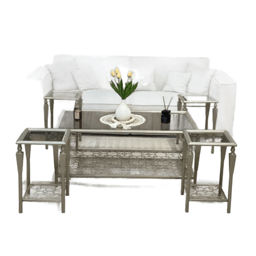 طقم طاولة مع 4 خدمة ديكور ليزر لون شمباني