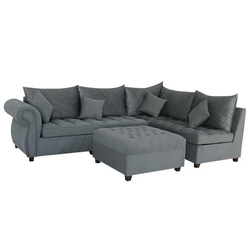 كنب زاوية 300×210×90×80 لون رمادي مع طاولة وسط مقا...