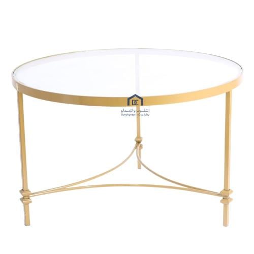 طاولة قهوة لون ذهبي بتصميم عصري فاخرة سطح زجاج