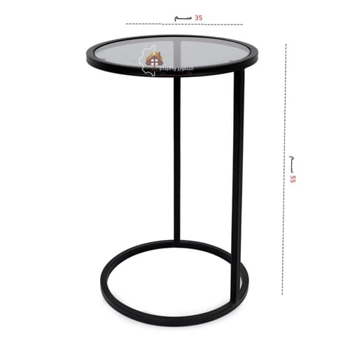 طاولة خدمة قاعدة حديد لون أسود وسطح زجاج لون أسود...