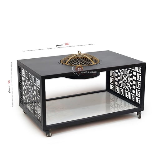 منقل دورين سيراميك وحديد وحديد لون أسود مع ديكور ت...