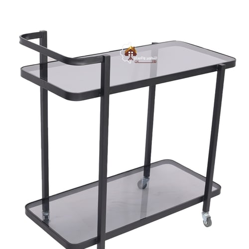 عربية تقديم دورين سطح زجاج اسود شفاف القواعد حديد...