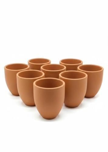 مجموعة اكواب الفخار الطبيعي 8 حبه