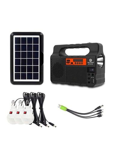 منظومه طاقه شمسه 3لمبات مع راديو وبور بنك