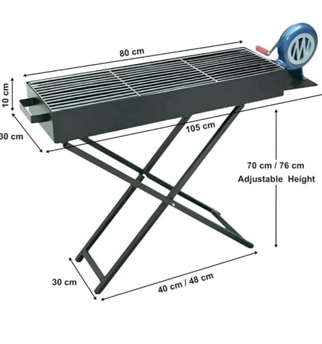 شواي مرتفع قابله للطي مزوده بمنفاخ هوا يدوي
