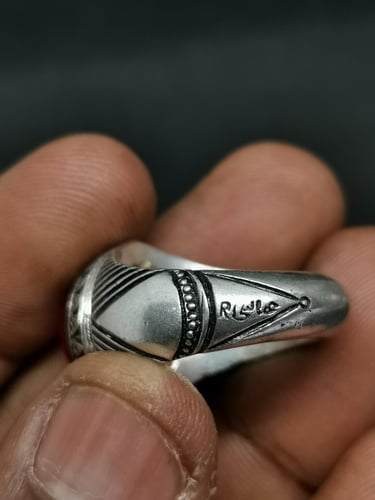 مخاتم الفضة بحجر عقيق خرساني ايراني أحمر بصياغة عب...