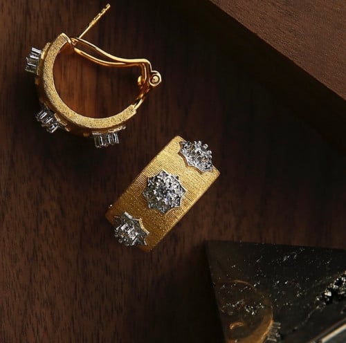 حلق ڤنتچ تصميم يدوي إيطالي، بحبات الزركون البارزة...