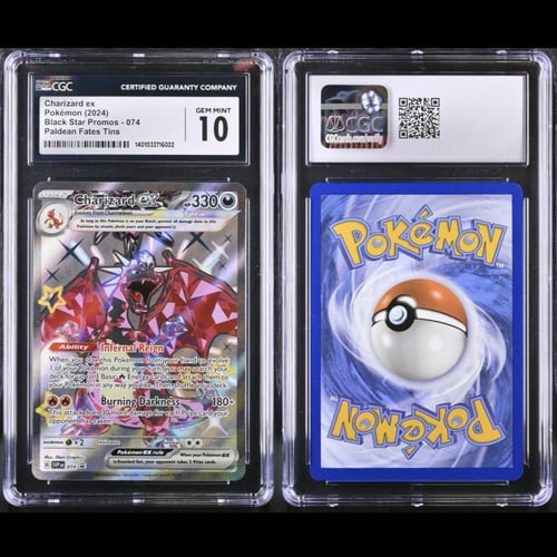 بطاقة بوكيمون مقيمة CGC 10 Charizard ex 074 Black...