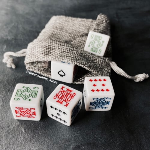 طقم نرد بوكر – 5 قطع مع حافظة Poker Dice