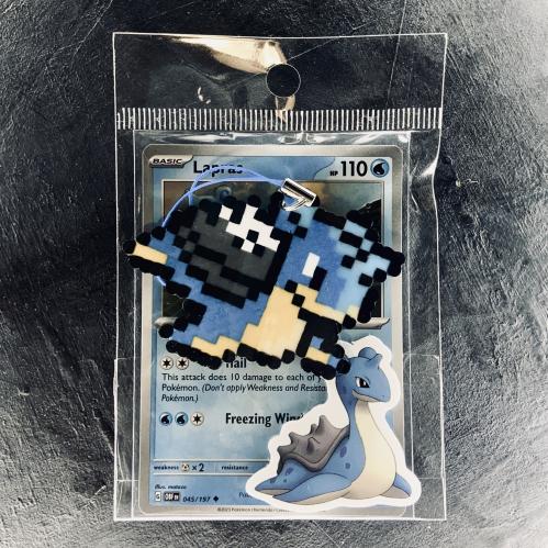 ميدالية لابراس صناعة يدوية Lapras Retro Pixel Keyc...