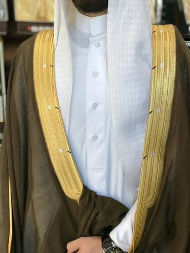 بشت رجالي رسمي VIP نخب أول لون زيتي غامق قماش يابا...