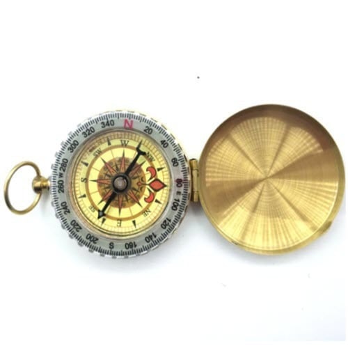 بوصلة ذهبية من النحاس للرحلات والتخييم