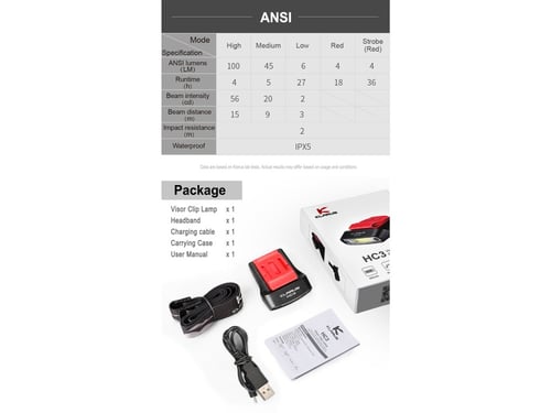 مصباح كشاف قبوع بمشبك ومستشعر حركة قابل للشحن HC3