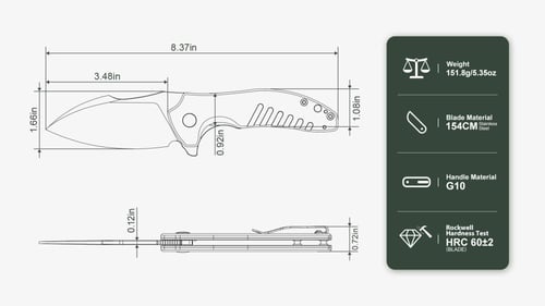 سكين مطوية زيلا ZILLA إصدار محدود أخضر - Oknife