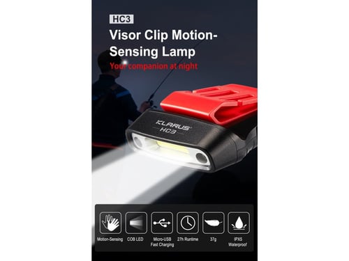 مصباح كشاف قبوع بمشبك ومستشعر حركة قابل للشحن HC3