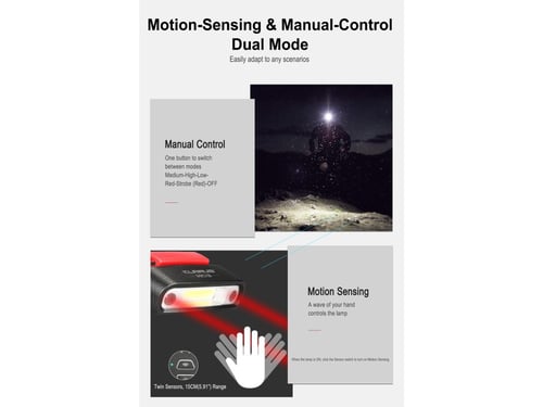 مصباح كشاف قبوع بمشبك ومستشعر حركة قابل للشحن HC3