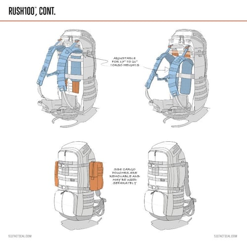 حقيبة ظهر شد سفر رش100 RUSH100 56555 بسعة 60 لتر