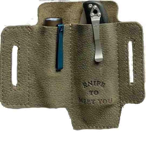 حامل سكين وكشاف جلدي على الحزام