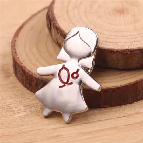 بروش فتاة بتصميم لطيف وأنيق معدني