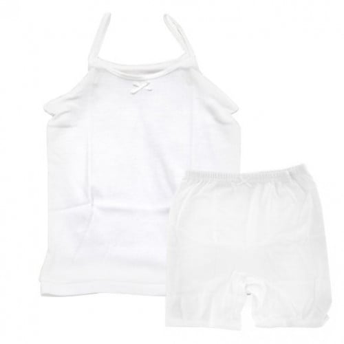 طقم ملابس داخلية للبنات لون أبيض سترة قصيرة وسروال...