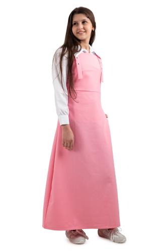 مريول ابتدائي لون وردي ياقة دائرية روزا | مريولي أ...