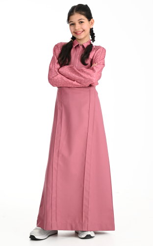 مريول ابتدائي لون وردي ياقة دائرية توليب | مريولي...