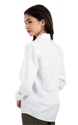 بلوزة مريول لون أبيض سادة ياقة قلاب روز | مريولي أ...