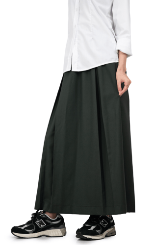 تنورة مريول ثانوي لون زيتي بخصر مطاطي | مريولي أحل...