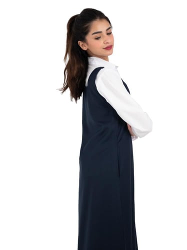 مريول ثانوي لون كحلي قصة مربعة | مريولي أحلا